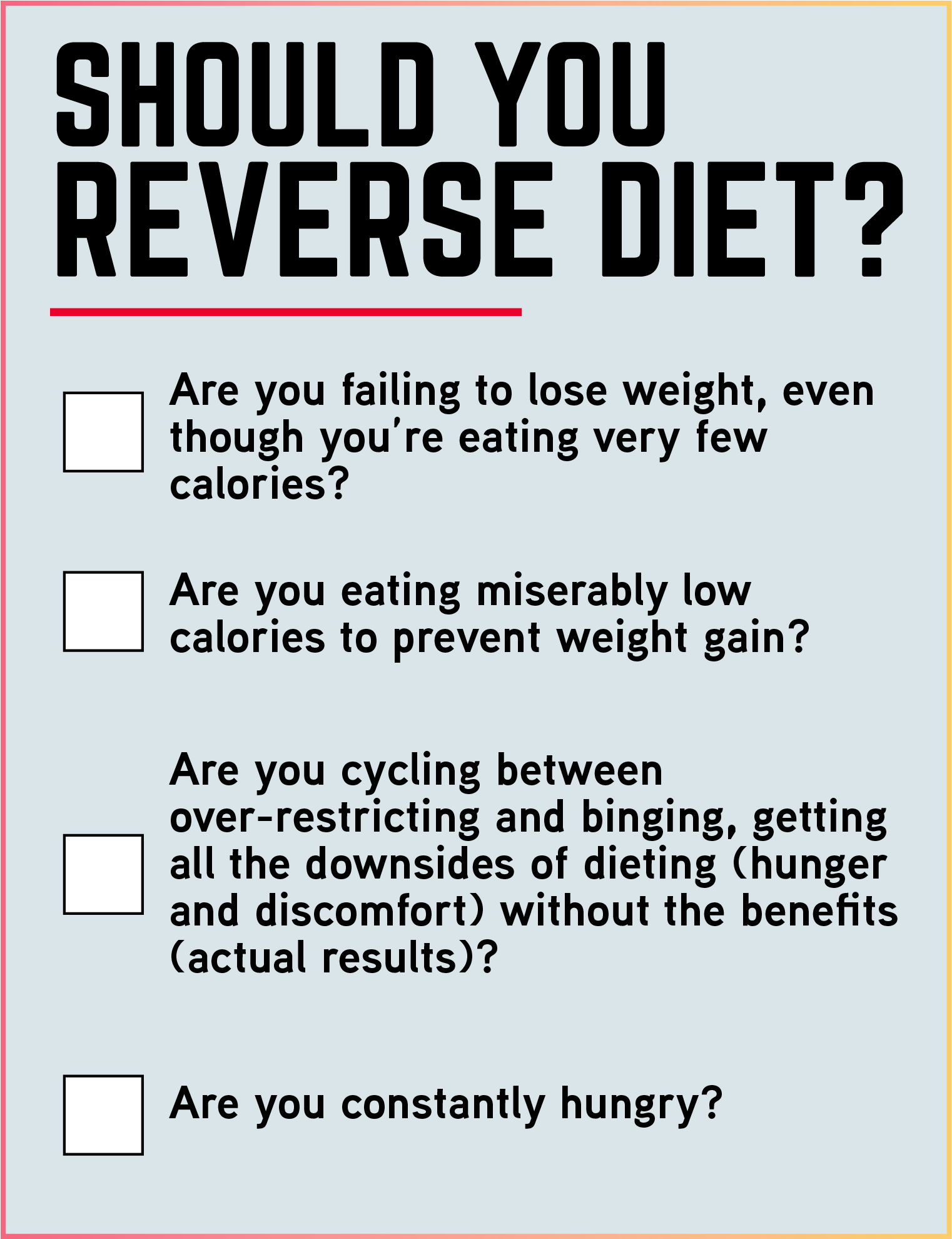 Reverse Diet Strategy